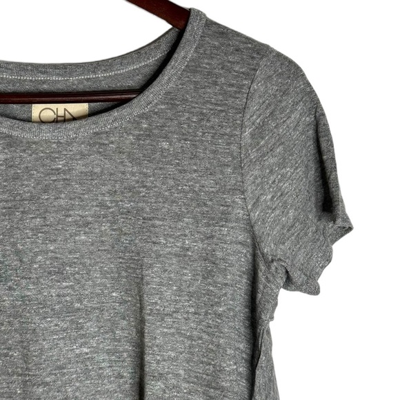 Chaser Tiered Ruffle Back Crew Neck Short Sleeve Knit Heather Gray T-Shirt M - Picture 8 of 16